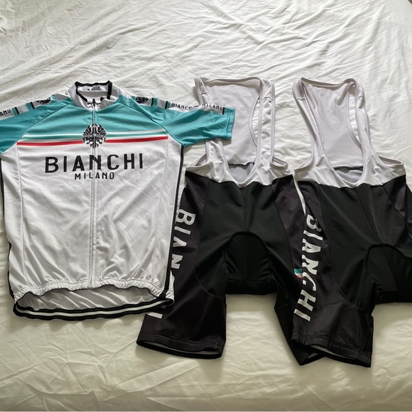 Copy Bianchi Milano Cycling Jersey and Bib Shorts Set Men’s M - Picture 1 of 12